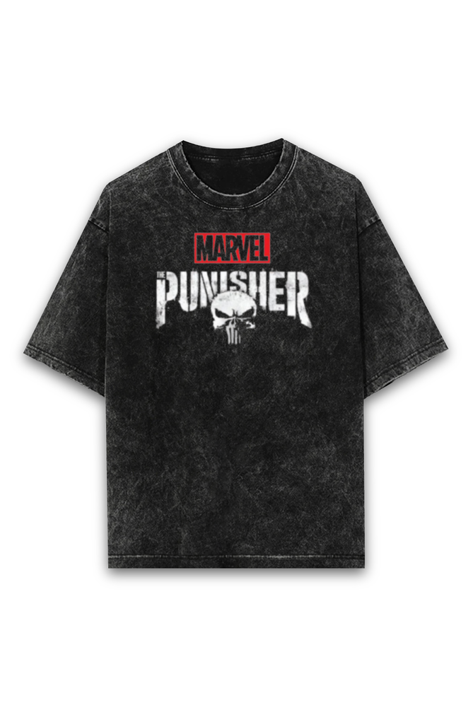 Acid Wash Oversized Tee - Marvel's Punisher